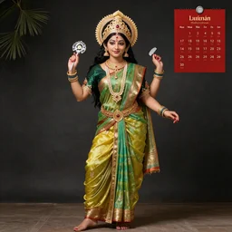 hindu goddess posing for monthly calendar photoshoot