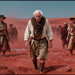 Bernie Sanders as Moses, parting the Red Sea, in screenshot from the 10 Commandments movie