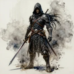 a oil / watercolor painting full body character portrait of a dread hacker in the style of dark souls in the style of darkest dungeon trending on artstation deviantart pinterest detailed realistic hd 8 k high resolution