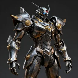 hyper realistic glorious ancient wargreymon in a obsidian metal armor, futuristic design, designed by makoto kobayashi and luca zampriolo, portrait, cyberpunk style, wood and gold details, intricate, extremely detailed, ornate, deep of field, hard surface, exoskeleton, substance designer metal unreal engine. amazing likeness, normal proportion, very detailed.