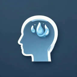 a human head made of water logo icon, minimalistic, small, water manipulation, ray tracing, sharp focus, 8 k resolution