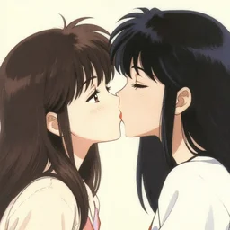 ( ( ( ( ( 1 9 5 0 s anime cover art. portrait anime of two girls kissing cute - fine - face. muted colors. ) ) ) ) ) by jean - baptiste monge!!!!!!!!!!!!!!!!!!!!!!!!!!!