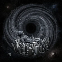 a utopian city resting on the tongue of yog-soggoth as he slumbers curled around a BlackHole in outer space by Daniel Merriam-W 1216