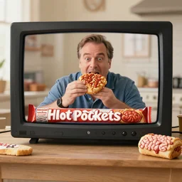 TV commercial for brain meat Hot Pockets