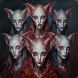 intricate five hauntling, oil on canvas, hdr, high detail, photo realistic, hyperrealism, surrealism, cinematic, matte finish, high contrast, 3 d depth, centered, masterpiece, vivid and vibrant colors, enhanced light effect, enhanced eye detail, artstationhd