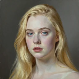 Painting of Elle Fanning in an Alfred Hitchcock film, long blonde hair, delicate, pale milky white porcelain skin, by Edward Hopper. 8K. Extremely detailed.