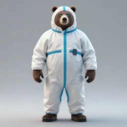 portrait of full body bear beast-man wearing a hazmat suit, glowing eyes, digital art, concept art, highly detailed, sharp focus