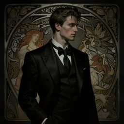Dexter Morgan, dark noir, dark light night, intricate, elegant, sharp focus, illustration, highly detailed, digital painting, concept art, matte, art by WLOP and Artgerm and Greg Rutkowski and Alphonse Mucha, masterpiece