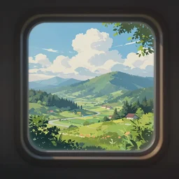 a beautiful, mesmerizing landscape seen through a window, digital art, trending on artstation