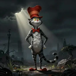 the cat in the hat, scary, concept art by greg rutkowski