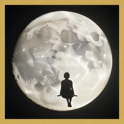 sitting in the moon by storybook artists, blunt borders, rule of thirds, soft light, whimsical!!