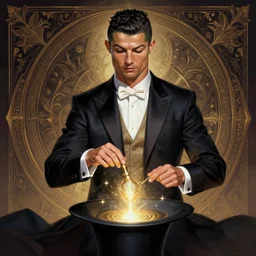 cristiano ronaldo as a strong magician, fantasy art, in the style of Frank Neidhardt, illustration, epic, fantasy, intricate, elgant, amazing detail, digital painting, artstation, concept art, smooth, sharp focus