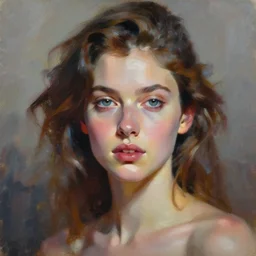 a painting of a woman portrait, color field painting