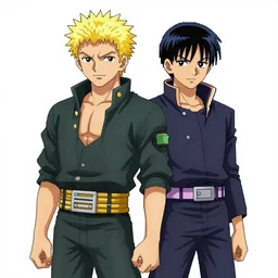a 2d pixel art of dio brando and giorno giovanna