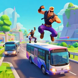 fortnite ninja epic Duo Stunt trick with Johnny Cage jumping 10 fortnite battle buses