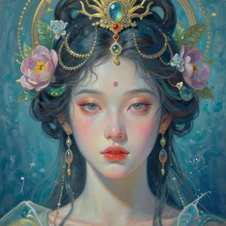 portrait of the beautiful young goddess of water, unusual beauty, etheric, outworldly colours, emotionally evoking symbolic metaphors, head in focus, ornamental, intricate, elegant, highly detailed hyperrealistic painting, artstation, concept art, painterly, golden ratio, sharp focus, illustration, art by sarah joncas,