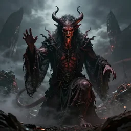a demonic Bill Moseley summoning a hellgod, realistic photo render by the hidden master