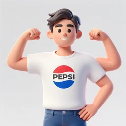 sigma male gigachad Pepsi-man flexing his biceps, high quality 3D render