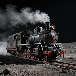 A steam locomotive on the lunar surface