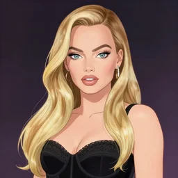 Margot Robbie as an anime character, highly detailed, trending on artstation