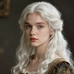 Portrait of a very beautiful girl with white hair, tarred in antique style