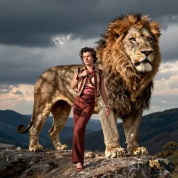 harry styles on lion in space,