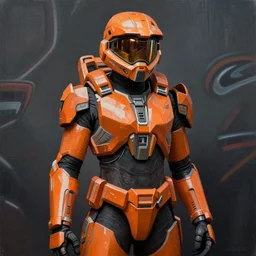 Elle Fanning in orange Halo 2 armor picture by Sachin Teng, asymmetrical, dark vibes, Realistic Painting , Organic painting, Matte Painting, geometric shapes, hard edges, graffiti, street art:2 by Sachin Teng:4