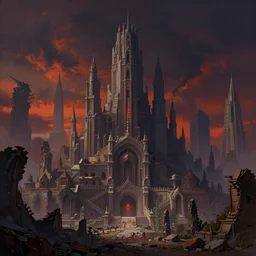 beautiful matte painting avant - garde style, fantasy ruins skyline background painted, intricate, volumetric lighting, beautiful, rich deep colors masterpiece, sharp focus, ultra detailed by
