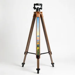 hand-painted tripod, commercial catalog photo, isolated on a pure white background, centered, entire object in frame, sharp focus, soft studio lighting