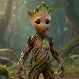female groot, nostalgia, very detailed texture, realistic shaded lighting, studio quality, digital art, dynamic background, unreal engine 5 rendered, octane rendered, pinnacle studio, naturel, trending on artstation, art style by ian sprigger