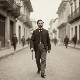 vintage photo of jose rizal walking in manila streets in the 1 9 0 0 s
