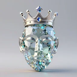 gemstone that shaped like a face with a crown, 3 d render
