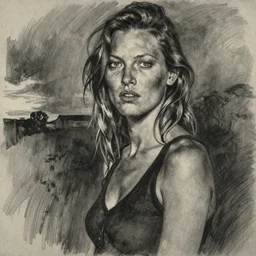 charcoal drawing of kate moss by egon schiele