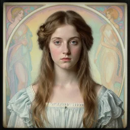 portrait of a beautiful girl, daguerreotype by edward hopper, by henri rousseau, by Bosch, by Pontormo, art noveau, highly detailed, strong lights, liminal, eerie, Bright pastel colors, octane render, 8k,
