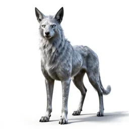 silver-haired chimera, high detail digital art, full body, standing, isolated on a pure white background, centered, whole figure in frame, sharp focus, studio lighting