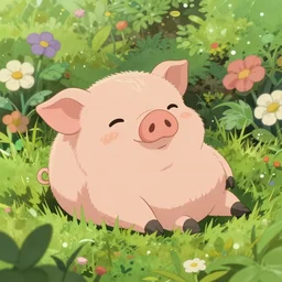 cute and adorable piglet resting on a beautiful garden by makoto shinkai, miniature pig, pastel color tones!! studio ghibli, hayao miyazaki, takashi takeuchi, akihiko yoshida, funimation, key anime visual, anime poster, 8 k, highly detailed, rendered, concept art, trending on artstation, pixiv daily ranking