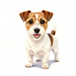 jack russel terrier smiling, caricature, water color portrait, illustration, by beatrix potter, by peggy fortnum