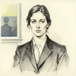ink drawing portrait of a woman in suit by edward hopper and jenny saville and raphael