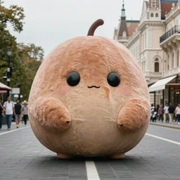 ultrarealistic photography of giant rollypolly on budapest street rule of thirds, aesthetic