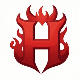 Hell red fire devil giant H letter logo, 4k