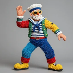 an old sailor, made of colored things, vivid dynamic composition, by jeff koons, by yoro sean, surreal, overblown vibrant colors, masterpiece, physical based rendering, featured on pixiv, octane renderer, trending on pinterest