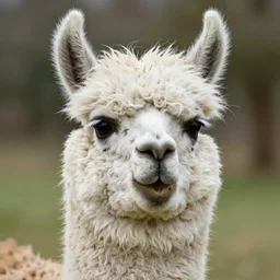 Kuzko style Llama laughing, portrait, close up