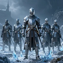 cold portrait of pointy ice spikes rising from the ground, ice spikes in bodies of knights, epic fantasy style, in the style of greg rutkowski, trending on artstation, unreal engine, octane render