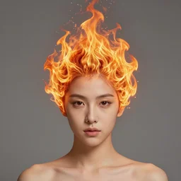 portrait of a fire mage, flame head, fire ( ( ( hair ) ) ), burning, fire!!! flame!!! burn, medium shot, digital art, volumetric lighting, highly detailed, by tom bagshaw, wlop, artgerm