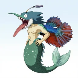 a horror based mantaray mermaid with a long eel like tail in place of legs and an angler fish lure on its head and a horrific gulper eel mouth with damaged betta fish fins on its back and hips, hidetaka miyazaki, isamu hara, ken levine