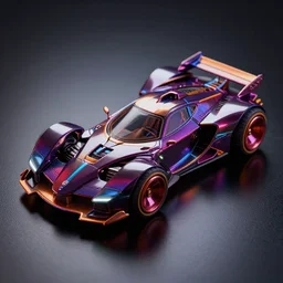 closeup!! isometric macro photo of concept futuristic hot wheels super car on a reflective black floor, synthwave, tron, hyper detailed, smooth, high contrast, volumetric lighting, golden ratio, octane, jim lee, giorgetto giugiaro, craig mullins, chris bangle, ian callum!, vibrant rich deep color