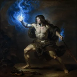 spirit of vengeance, blue fire, by rembrandt
