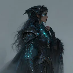 masterpiece side profile concept art, maya ali sorcerer, gloomhaven, highly detailed, luminescent, by ilya kuvshinov, magali villeneuve, jeremy lipkin, michael garmash, rob rey, artgerm