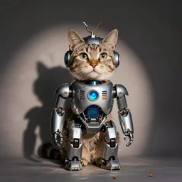 a cat dressed up as a robot for halloween