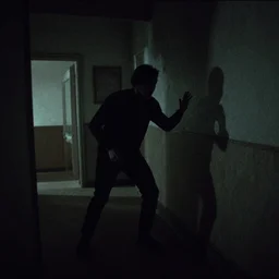 Monster attack in the backrooms. Liminal. VHS found footage. Shaky, grainy.